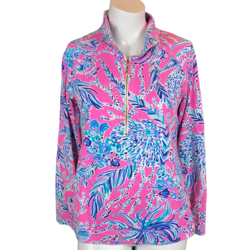 Lilly Pulitzer Pink Sea Horse Half Zip Popover